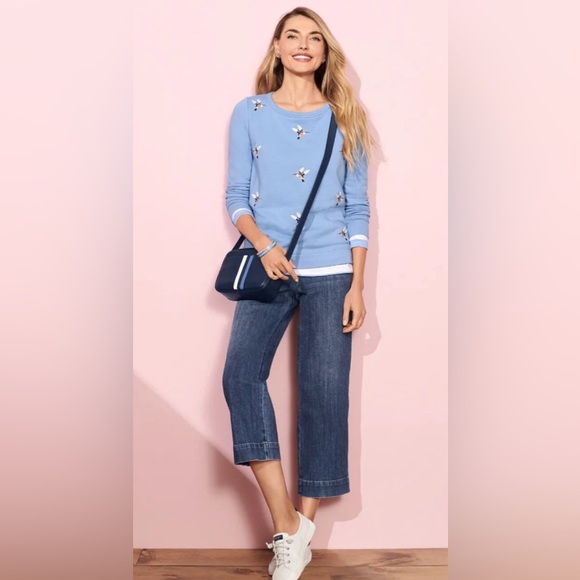 Talbots Blue Sweatshirt Hummingbird Embroidered Size Medium - Picture 5 of 5